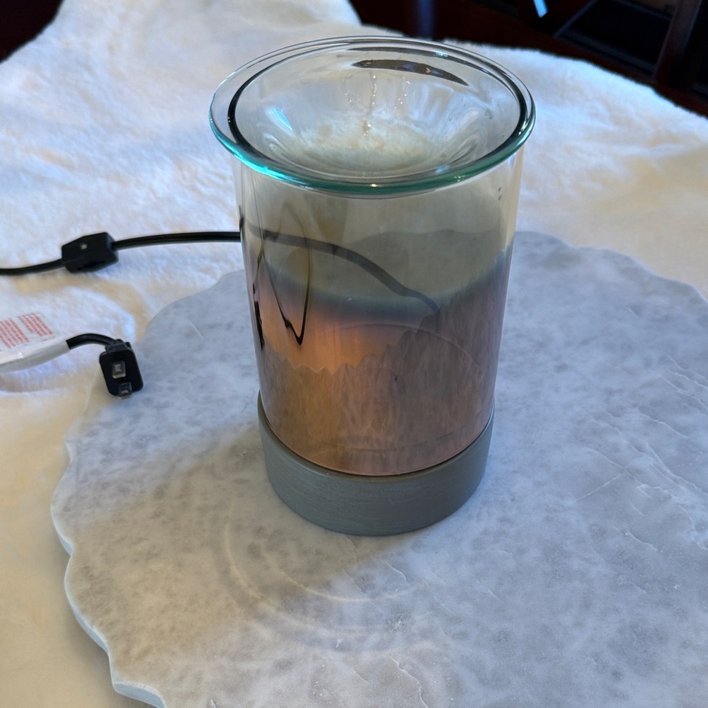 Elegant Glass Candle Wax Warmer with Gray Base by Scentsy